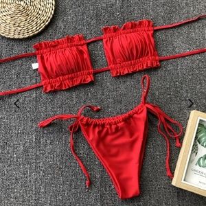 Red Strapless Bikini